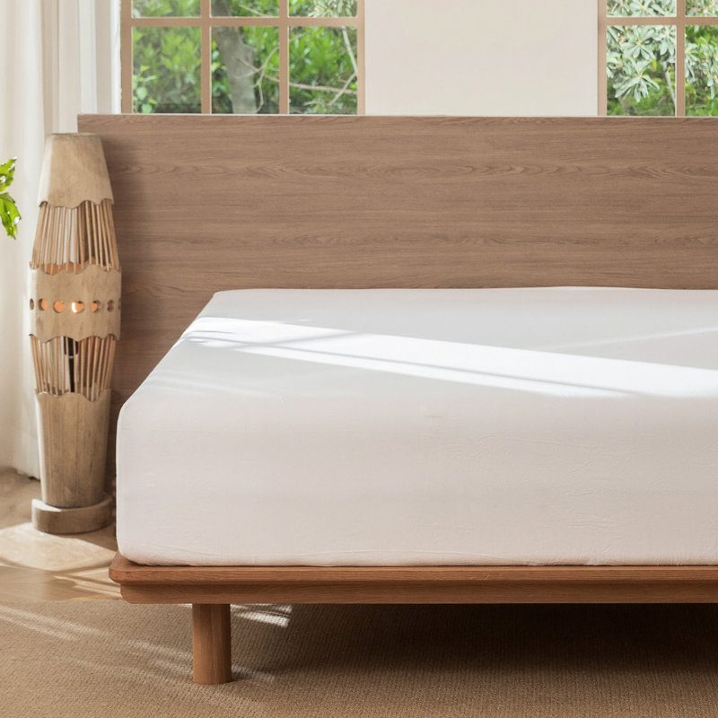 Drap-housse MooMee 100% coton lavé extra profond, Grand lit , Blanc cassé