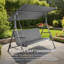 Fabriqué en Italie Balancelle de véranda d'extérieur, balançoire de patio en métal avec auvent réglable et coussin amovible pour le jardin, la piscine et la cour - gris-115095256