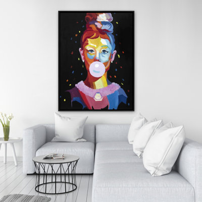 Portrait coloré d'Audrey Hepburn - décor de chambre à coucher Bubblegum