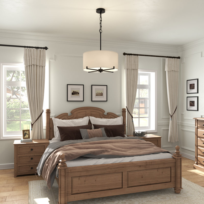 4 - Light Dimmable Drum Chandelier Dining Room Chandelier
