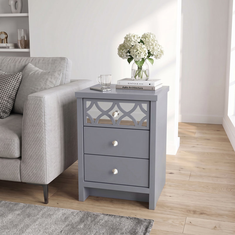 IrisVibe 3 Drawer Bedside Table, Grey