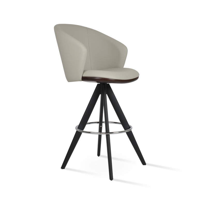 Tabouret de bar pivotant Athena Pyramid, Gris clair, Noir