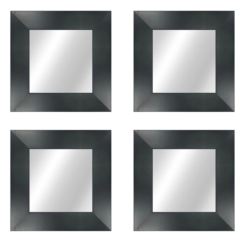 Flat Beveled Wall Mirror, Matte Black