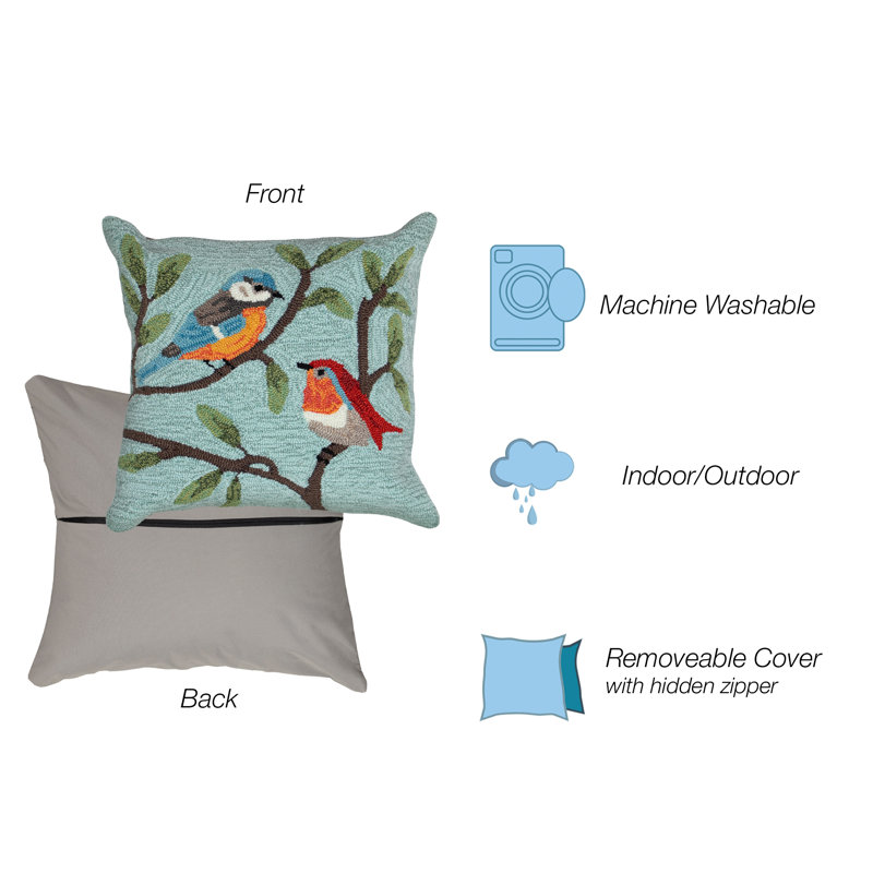 Blue Embroidered Square Indoor/Outdoor Throw Pillow Set