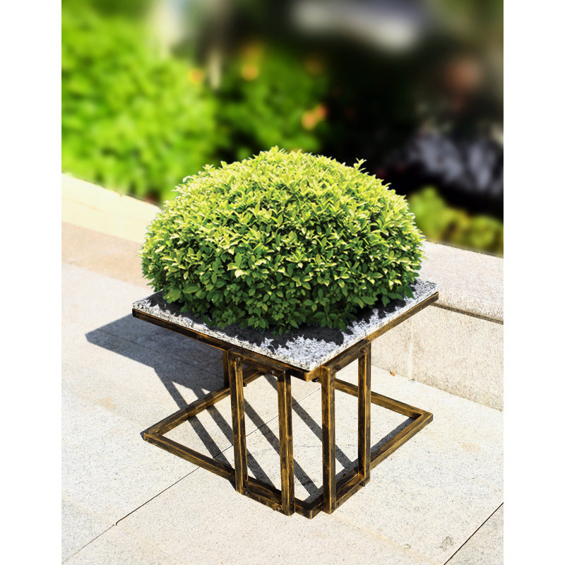 Support pour plante 14,5 "en métal noir / doré pour table en marbre granit - construction avec plateau et pieds