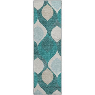 Tapis bleu sarcelle lavable à la machine Premium Lisse