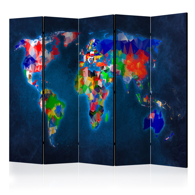 225cm W x 172cm H 5 - Panel Solid Wood Folding Room Divider