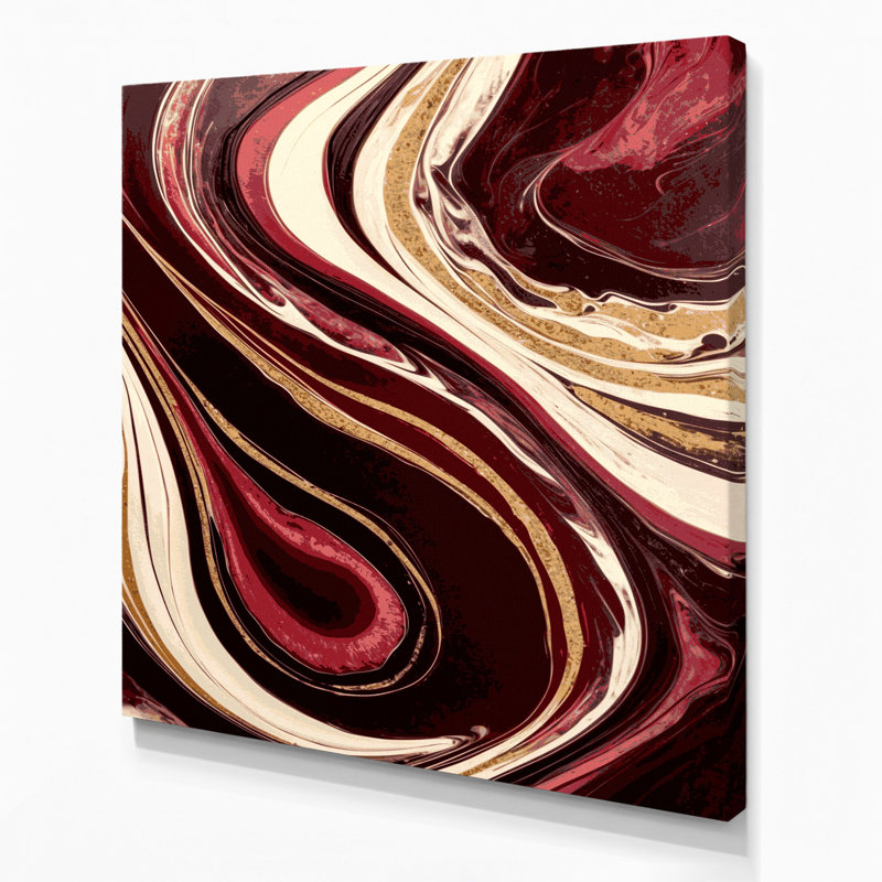 Abstrait art fluide sur toile brune 71, H 8 po x l 8 po
