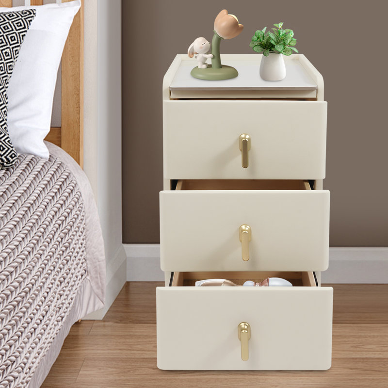 3 Drawers 23x15.7x11.8" Nightstand, White