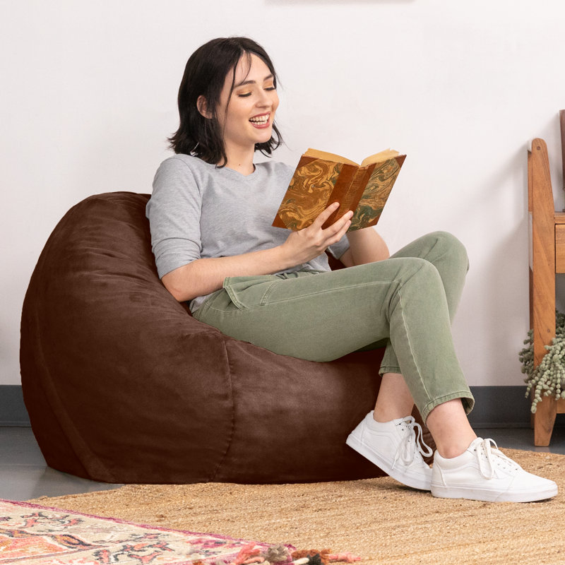Saxx 3 Foot Round Bean Bag w/ Removable Cover, Chocolate
