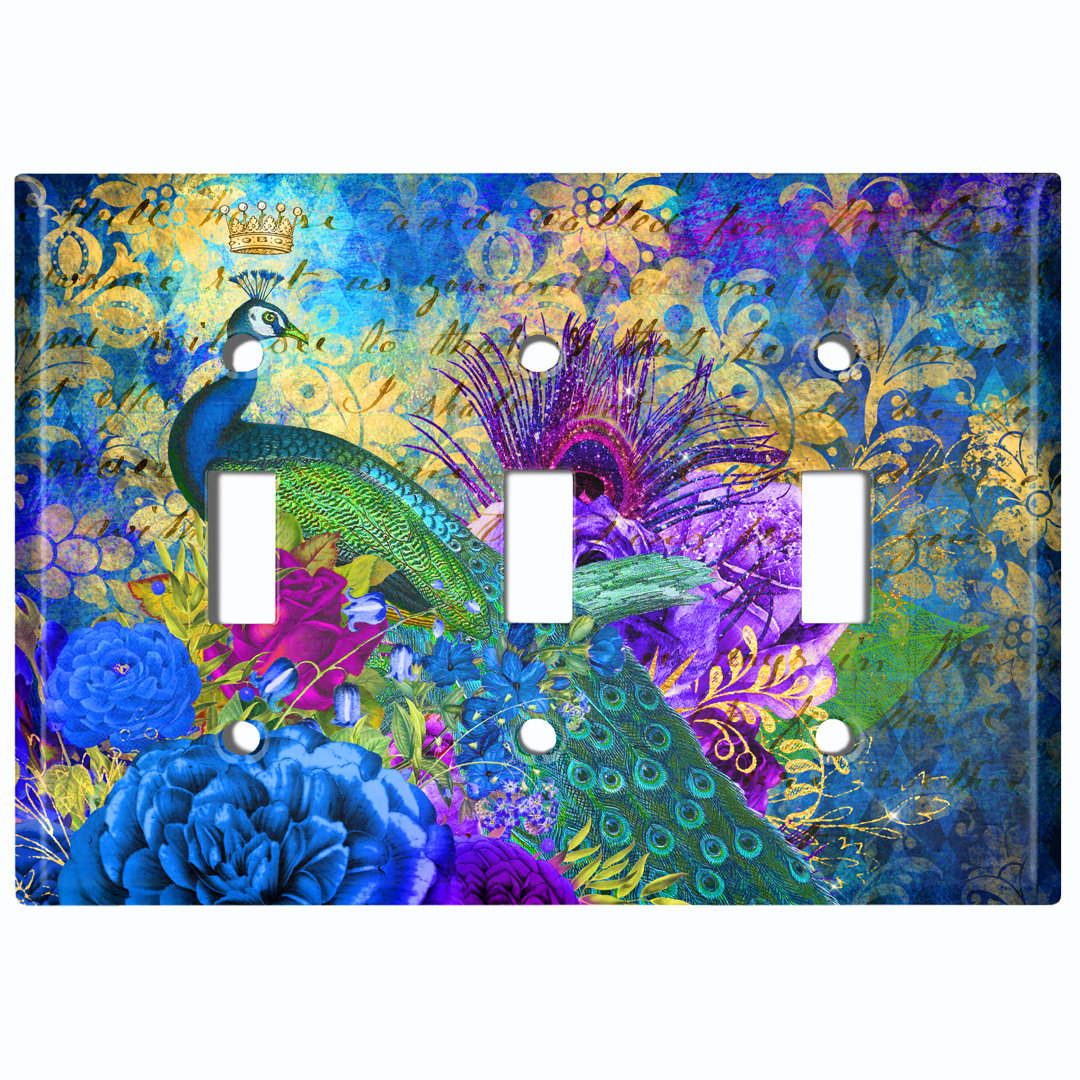 Patterned 3 - Gang Toggle Light Switch Standard Wall Plate WorldAcc