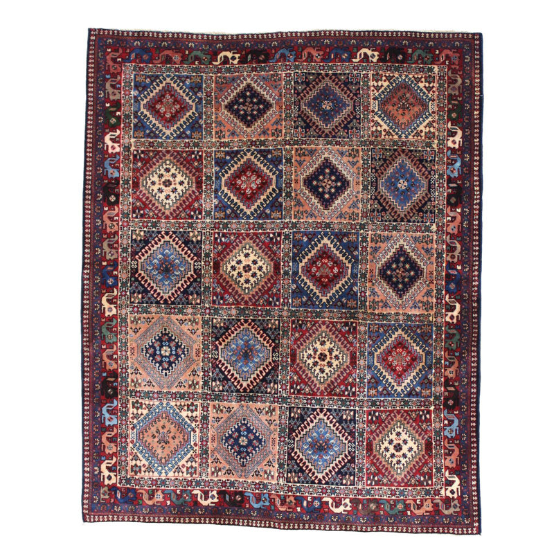 Canvello Hand Made Casual Panel Silkroad Yalameh Rug - 4'11'' X 6'3''