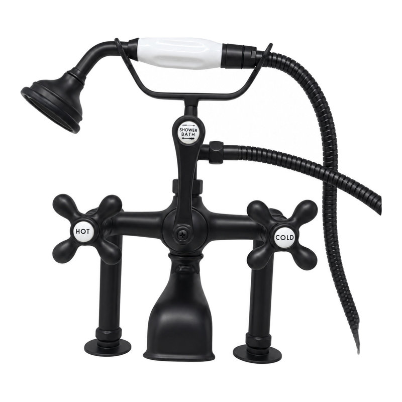 British Telephone Deck Mount Tub Faucet (P0462), Satin Black