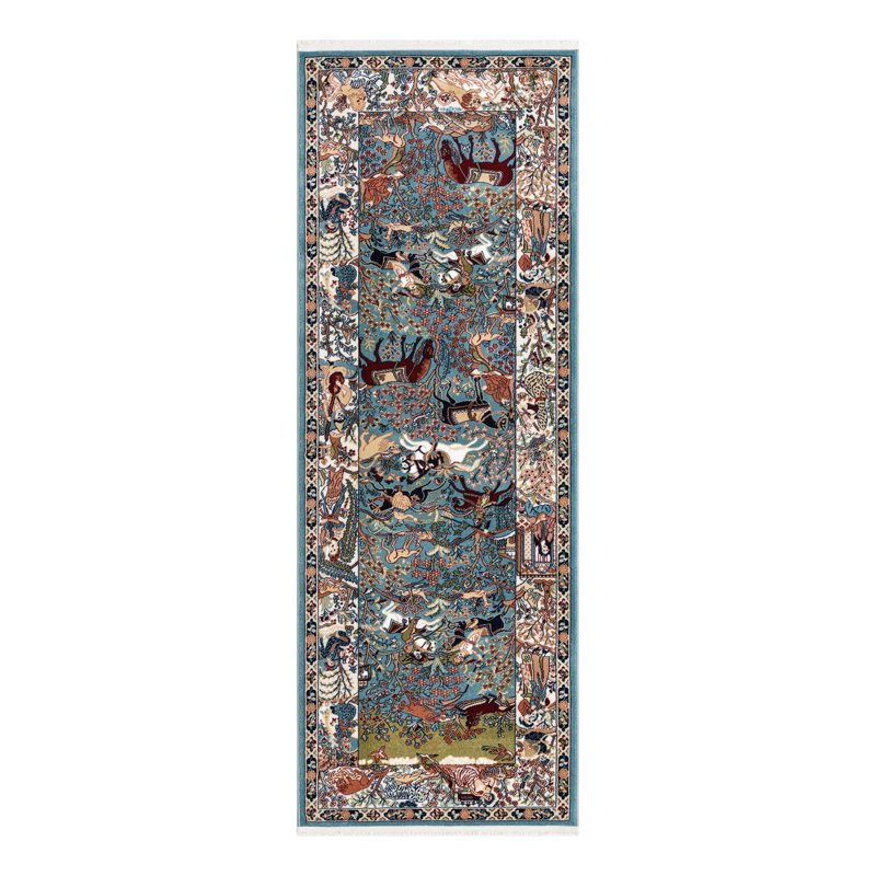 Ledger Oriental Indoor Rug, Runner 2'7" x 7'1", Blue