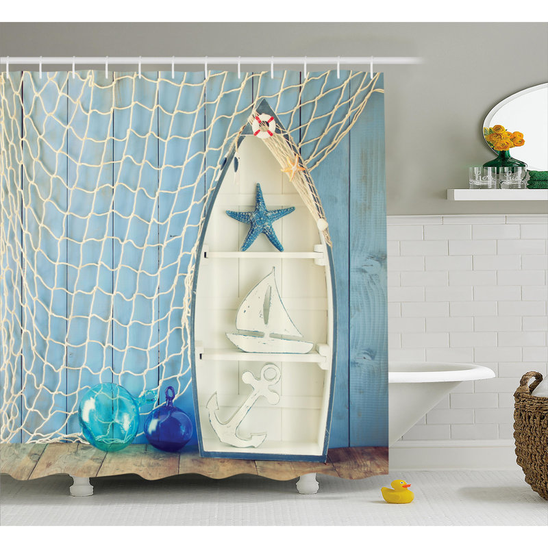 Rideau de douche à simple nautique décoration Carterton, H 69 po x l 105 po