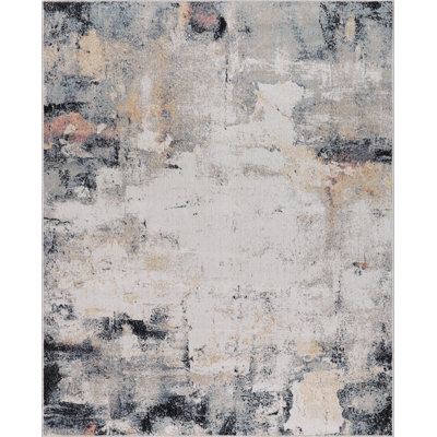 Machine Washable Avery Ivory/Blue Rug