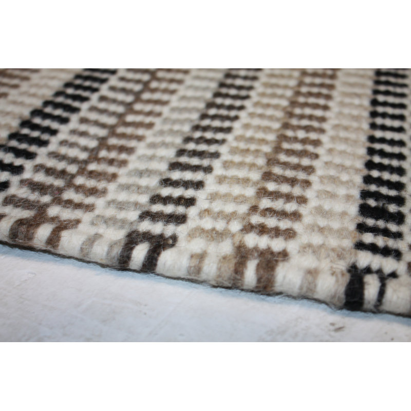 Ouasse Striped Wool Hand Woven Area Rug, Rectangle 170 x 240cm