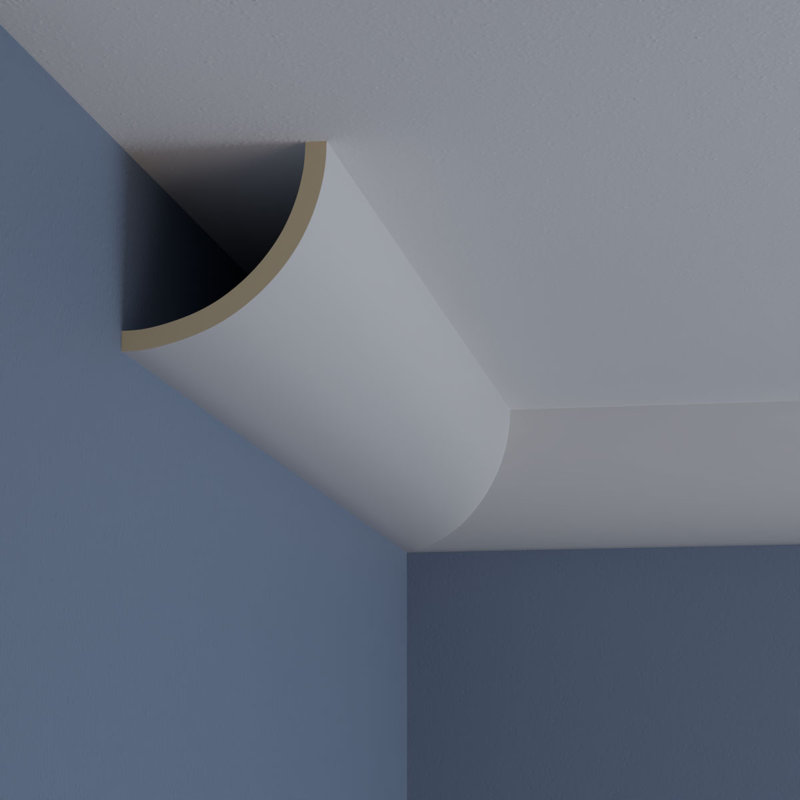 Primed White Polyurethane Geometric Crown Moulding Sample