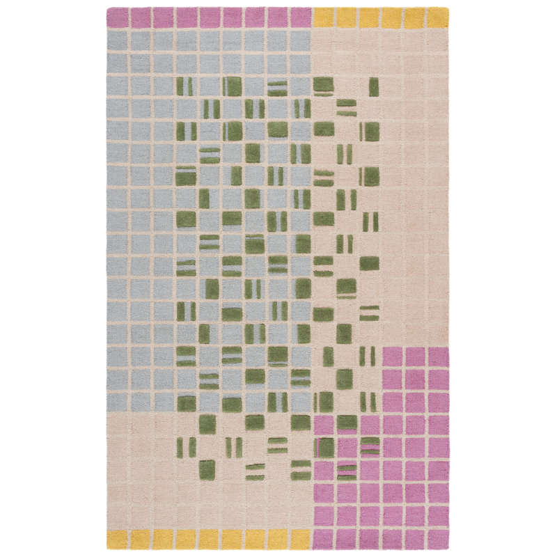 Genre 206 Checkered Hand Tufted 85% Wool; 15% Cotton Geometric Shapes Rug, Rectangle 8' x 10'