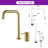 12"H Solid Brass 180° Rotation Single Handle Bathroom Sink Faucet-114725811
