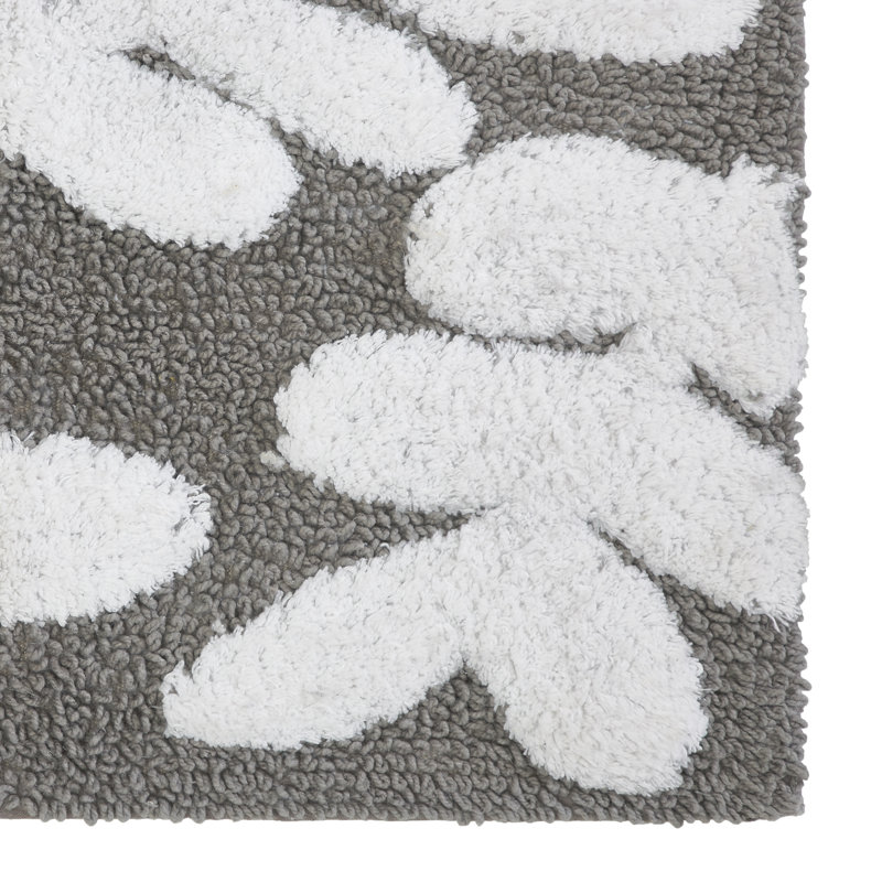 Tapis pour salle de bain en mélange de coton Riky, Étain
