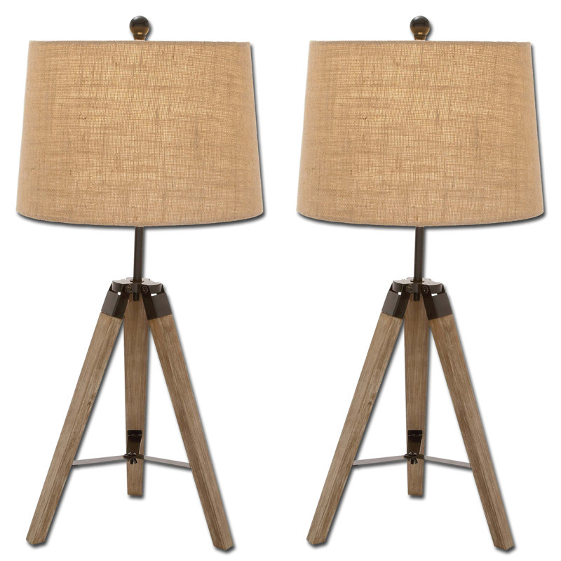 Ensemble de lampe de table à trépied brun 31 po Elainy