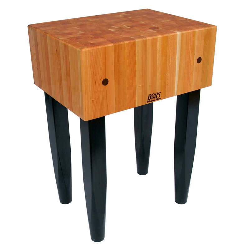 Rouge et Noir Le Bloc Prep Table with Butcher Block Top, Not Included, Oil, 24" W x 18" D