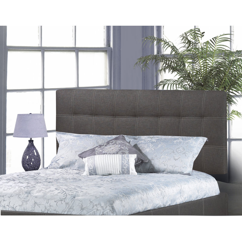 Tête de lit tapissier Dashiell, Lin - Gris anthracite, Simple