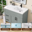 Dessus de meuble-lavabo simple 42 po x 22 po x 42 po avec comptoir en pierre en résine et comptoir blanc avec drain à droite et trou de robinet pré-percé