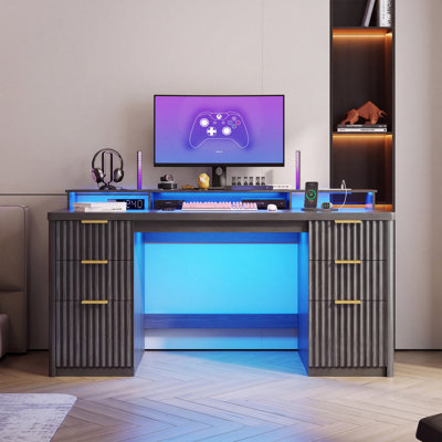 Computer Desk with Built-In Electrical Outlet