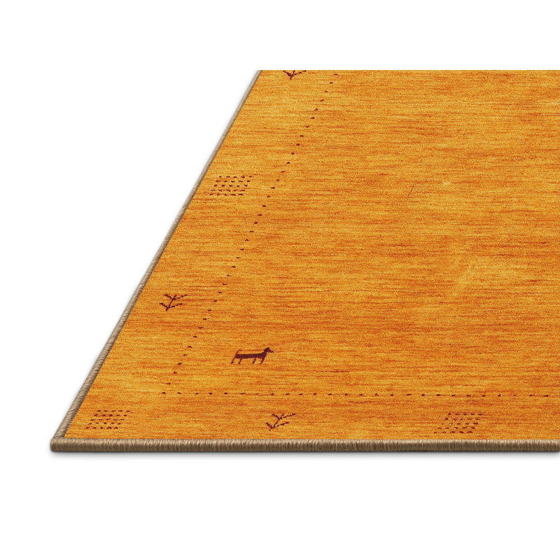 Tapis contemporain jaune, Rectangle 3 pi x 5 pi