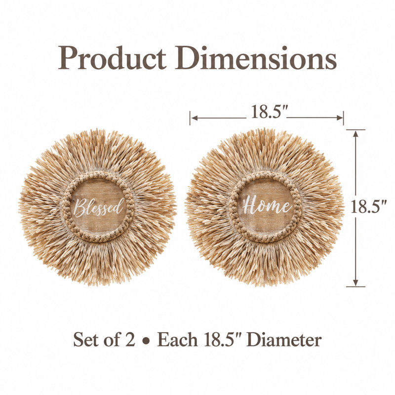 18.5" Rustic Round Wooden Wall Art Decorfor Living Room or Bedroom- Set of 2