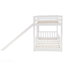 Lit simple superposé au-dessus d'un lit simple avec glissière et échelle, blanc-1368263212