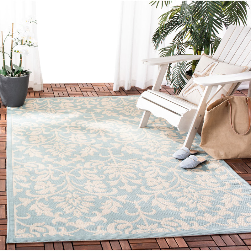 Davonia Performance Damask Indoor/Outdoor Area Rug, Rectangle 6'7" x 9'6"