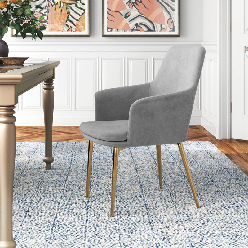 Odetta 18.32'' H Velvet Upholstered Armchair, Gray