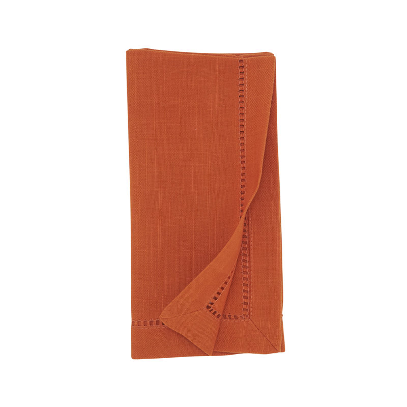 Pumpkin Classic Hemstitched Cloth Napkins 22" W X 22" L, Set Of 4, 22" Square