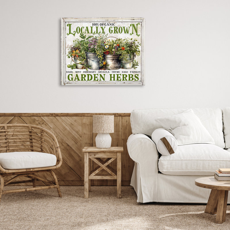 Art mural rétro sur toile Herbs in Buckets par Creatif Belle bp-612_CN, H 30 po x l 40 po