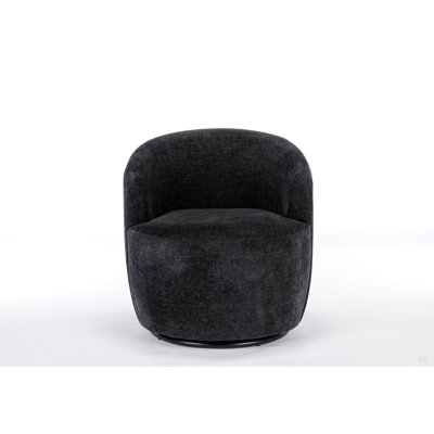 Chenille Fabric Swivel Accent Armchair Barrel Chair With Powder Coating Metal Ring by Brayden Studio