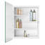 Ebou Designs Chouhan blanc, miroir biseauté et tablettes réglables pour la salle de bain, encastré ou en surface.