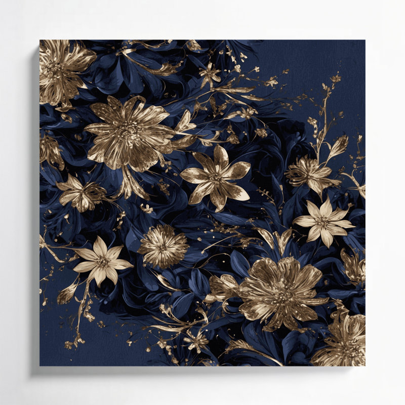 Abstrait floral 57, art mural sur toile grise, H 32 po x l 32 po