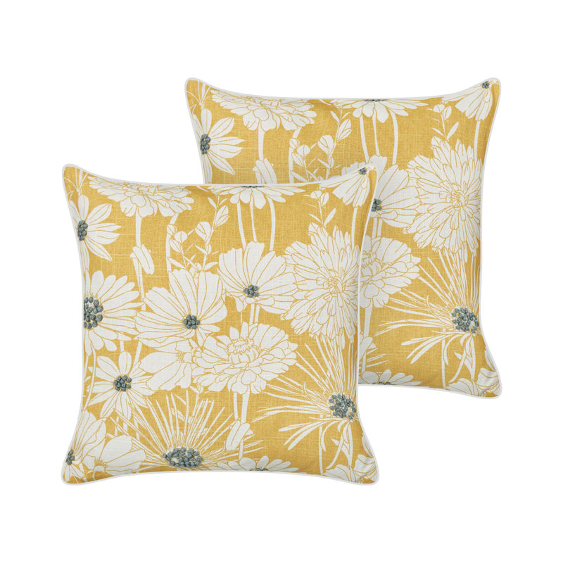 Davila Floral Yellow Square Cushion