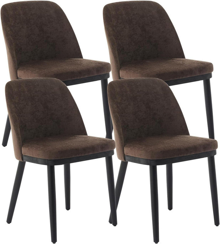Ensemble de 4 chaises de salle à manger rembourrées, chaises de cuisine modernes avec coussins épais et pieds en bois pour le restaurant