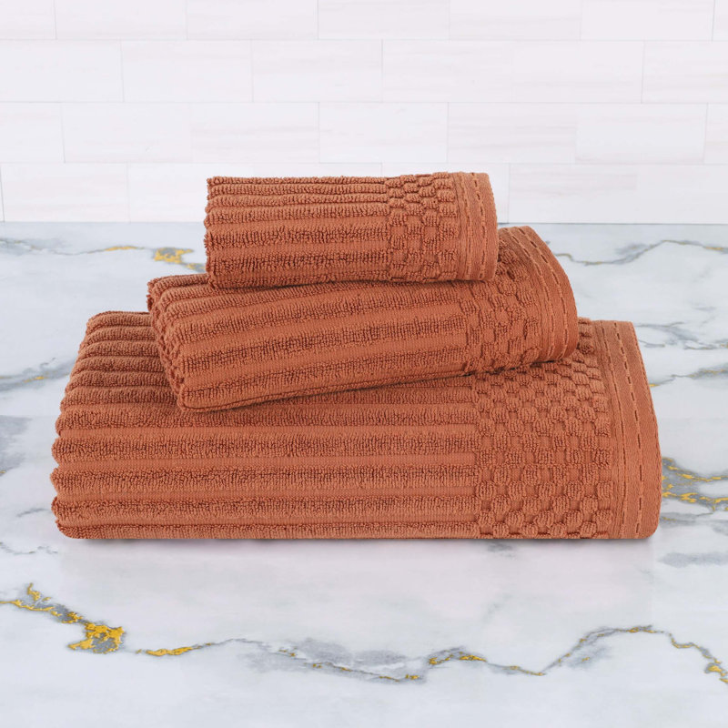 Collection de serviettes en coton Soho Spa, Ensemble de serviettes 3 pièces, Rouille