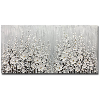 "White Flowers", art mural sur toile