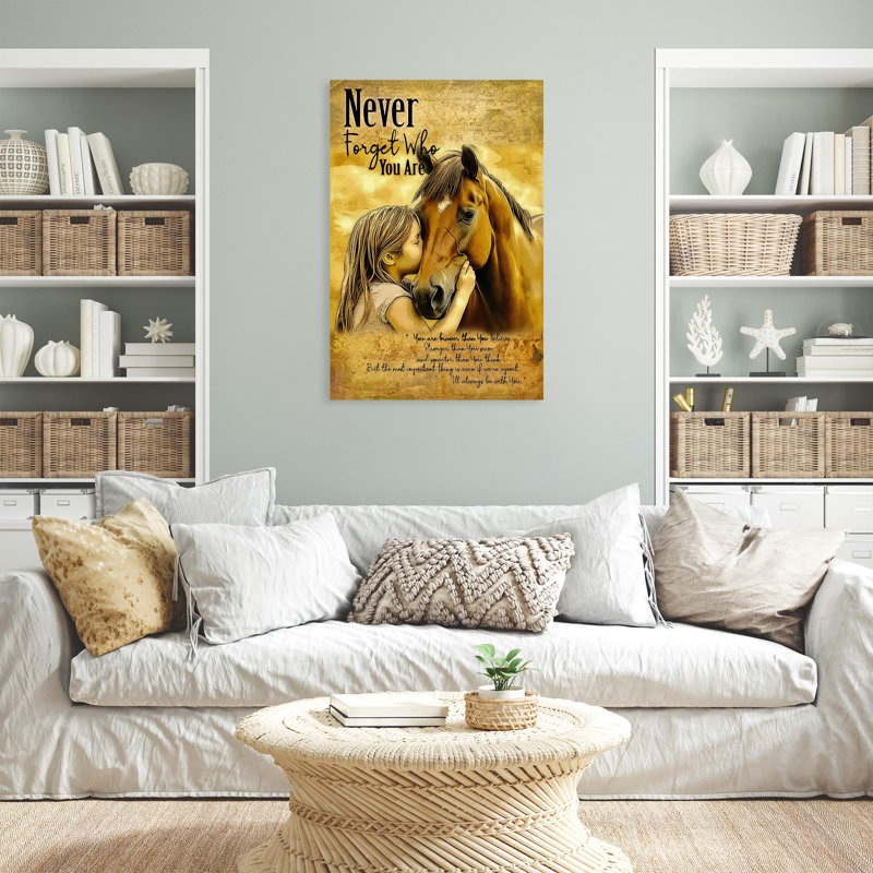 «Never Forget Who You Are» - 1 pièce, rectangle graphique «Never Forget Who You Are», reproduction d'art graphique sur toile tendue