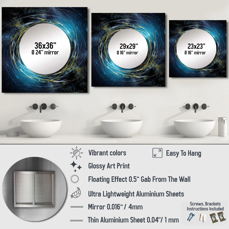 Miroir mural de salon Space Space Orbiting A Black Hole IV, 23 po x 23 po