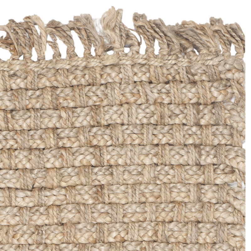 Tapis de couleur unie en jute tissé à la main Jakwaun, Rectangulaire 3 pi x 5 pi