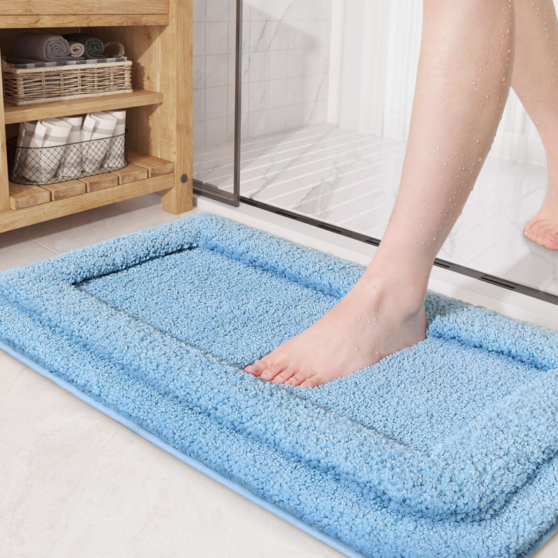 Tapis pour salle de bain Amijan, Bleu, L 16 po x L 24 po