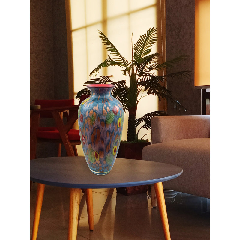 Tesoro Multicolor Hand Blown Art Glass Floor Vase