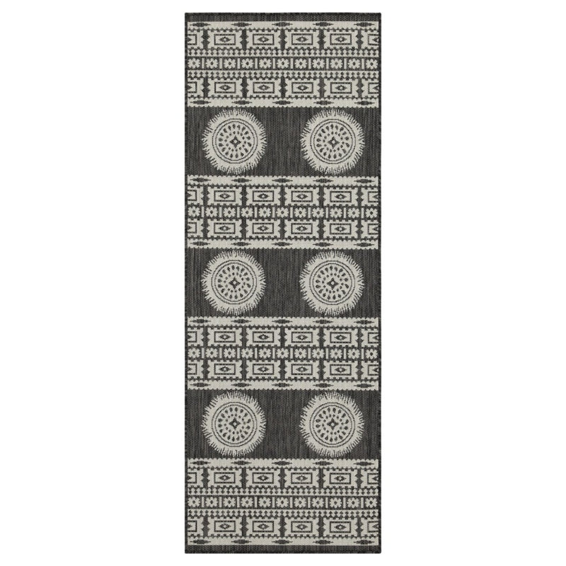 Sunshine GC_HAR2023 Anthracite 2 Ft. 7 In. X 7 Ft. 3 In. Indoor/Outdoor Area Rug, Runner 2'7" x 7'3"